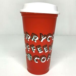 Starbucks 2019 Holiday Reusable Red Hot Cup Grande 16 oz Plastic Christmas